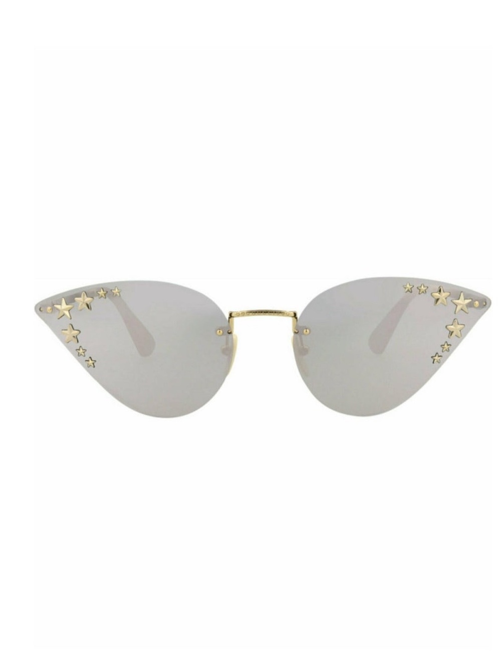 Gucci Gold Star Rimless Cat-Eye Sunglasses with Silver Lenses